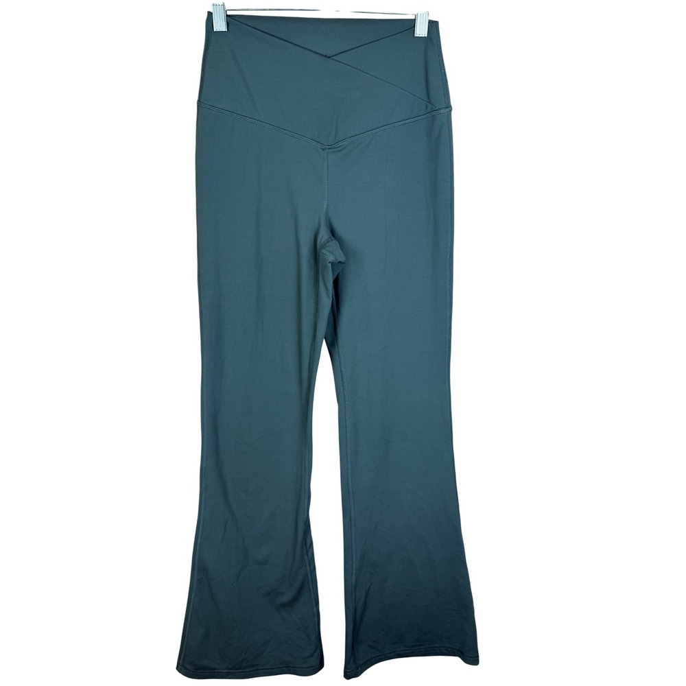 Yogalicious Lux‎ Womens Teal Crossover V-Waist Flare Yoga Pants Medium